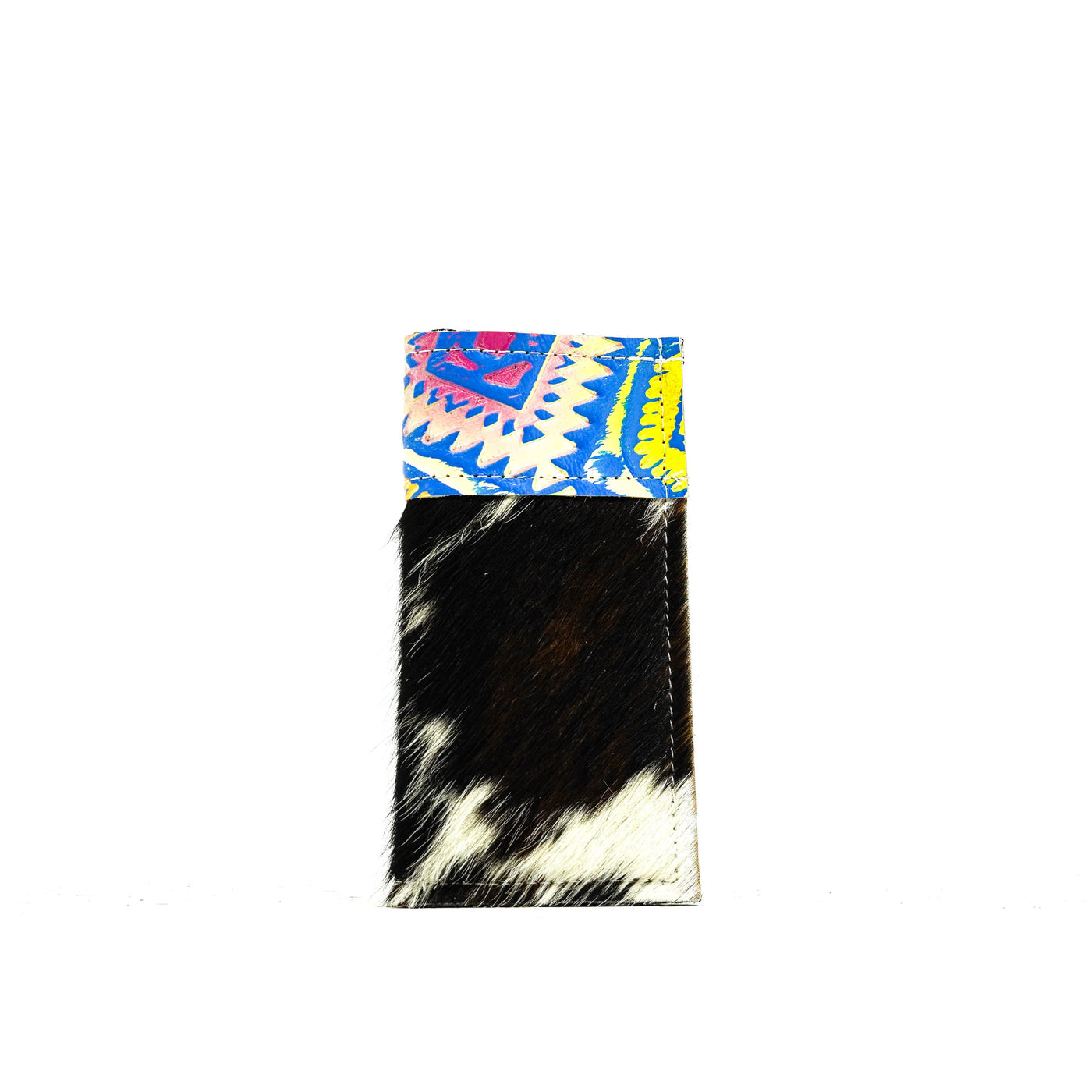 Sunglass Case - Black & White w/ Neon Trip Aztec-Sunglass Case-Western-Cowhide-Bags-Handmade-Products-Gifts-Dancing Cactus Designs