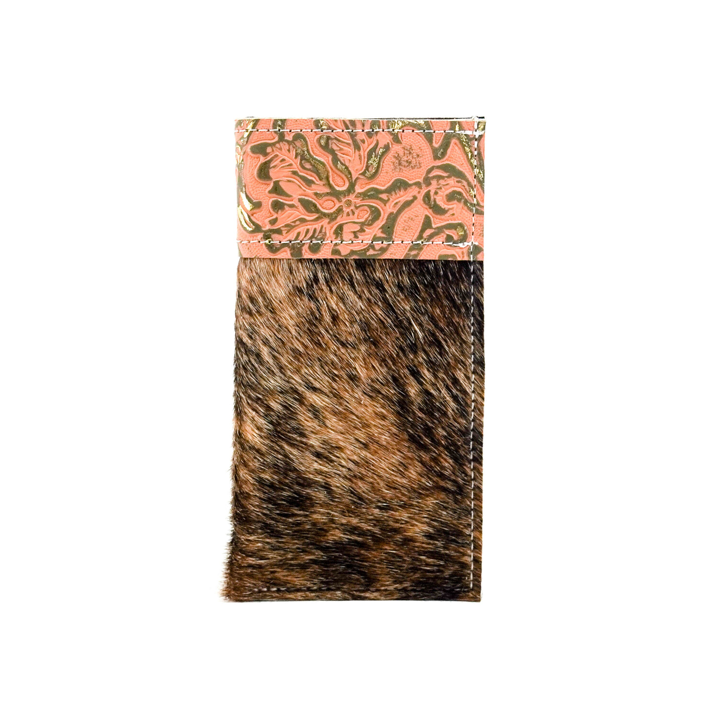 Sunglass Case - Brindle w/ Grapefruit tool-Sunglass Case-Western-Cowhide-Bags-Handmade-Products-Gifts-Dancing Cactus Designs