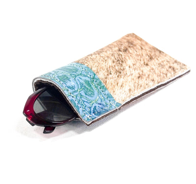 Sunglass Case - Brindle w/ Mermaid Turtoise-Sunglass Case-Western-Cowhide-Bags-Handmade-Products-Gifts-Dancing Cactus Designs