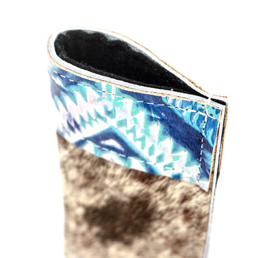Sunglass Case - Chocolate & White w/ Tucson Sundown Aztec-Sunglass Case-Western-Cowhide-Bags-Handmade-Products-Gifts-Dancing Cactus Designs