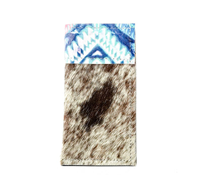 Sunglass Case - Chocolate & White w/ Tucson Sundown Aztec-Sunglass Case-Western-Cowhide-Bags-Handmade-Products-Gifts-Dancing Cactus Designs