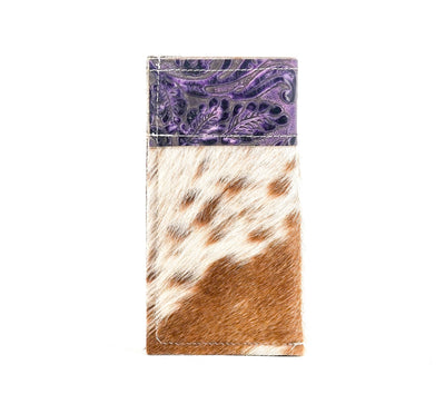 Sunglass Case - Longhorn w/ Orchid Tool-Sunglass Case-Western-Cowhide-Bags-Handmade-Products-Gifts-Dancing Cactus Designs
