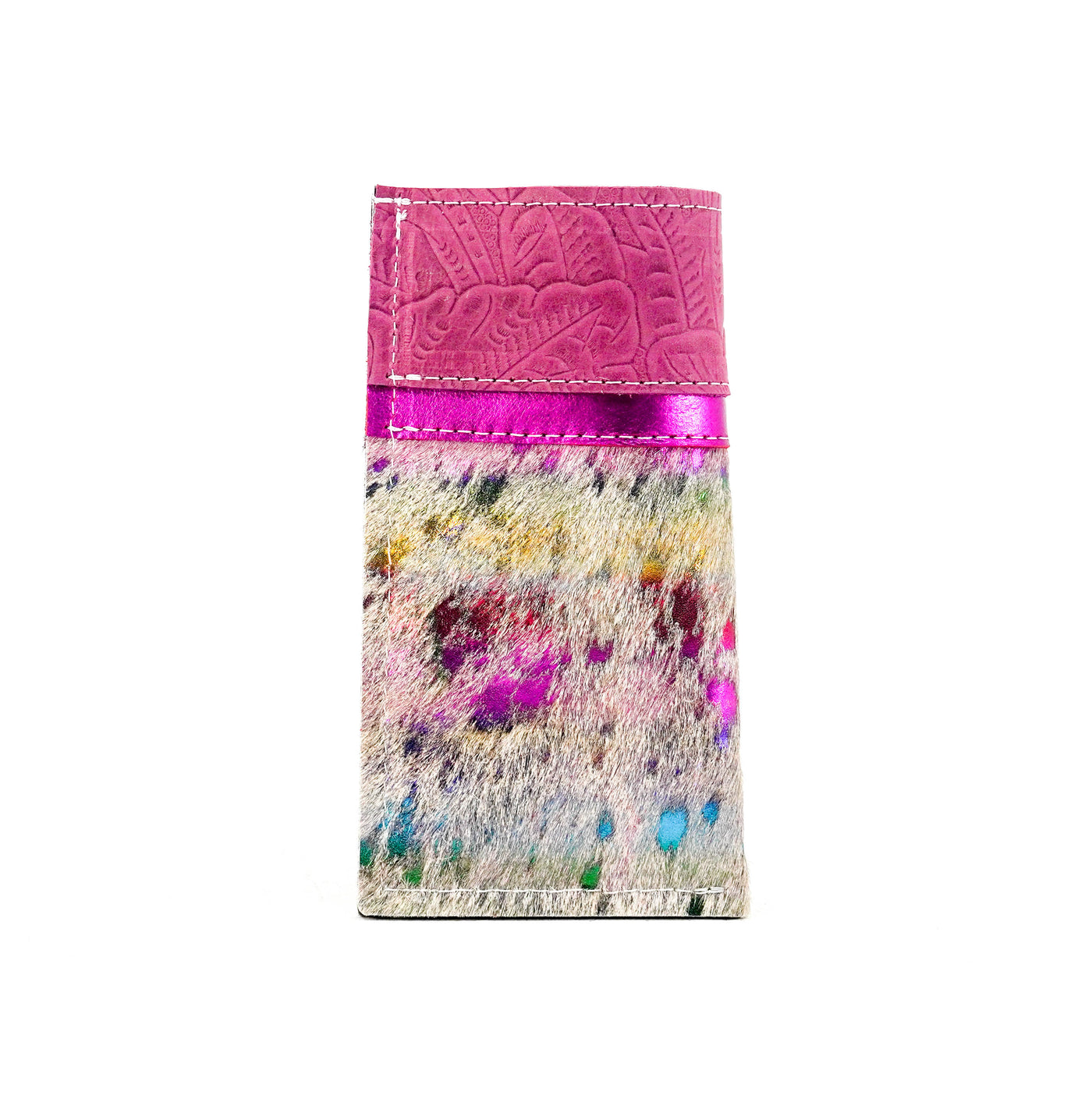 Sunglass Case - Rainbow Acid w/ Plum Denver Tool-Sunglass Case-Western-Cowhide-Bags-Handmade-Products-Gifts-Dancing Cactus Designs
