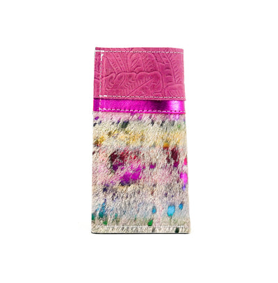 Sunglass Case - Rainbow Acid w/ Plum Denver Tool-Sunglass Case-Western-Cowhide-Bags-Handmade-Products-Gifts-Dancing Cactus Designs