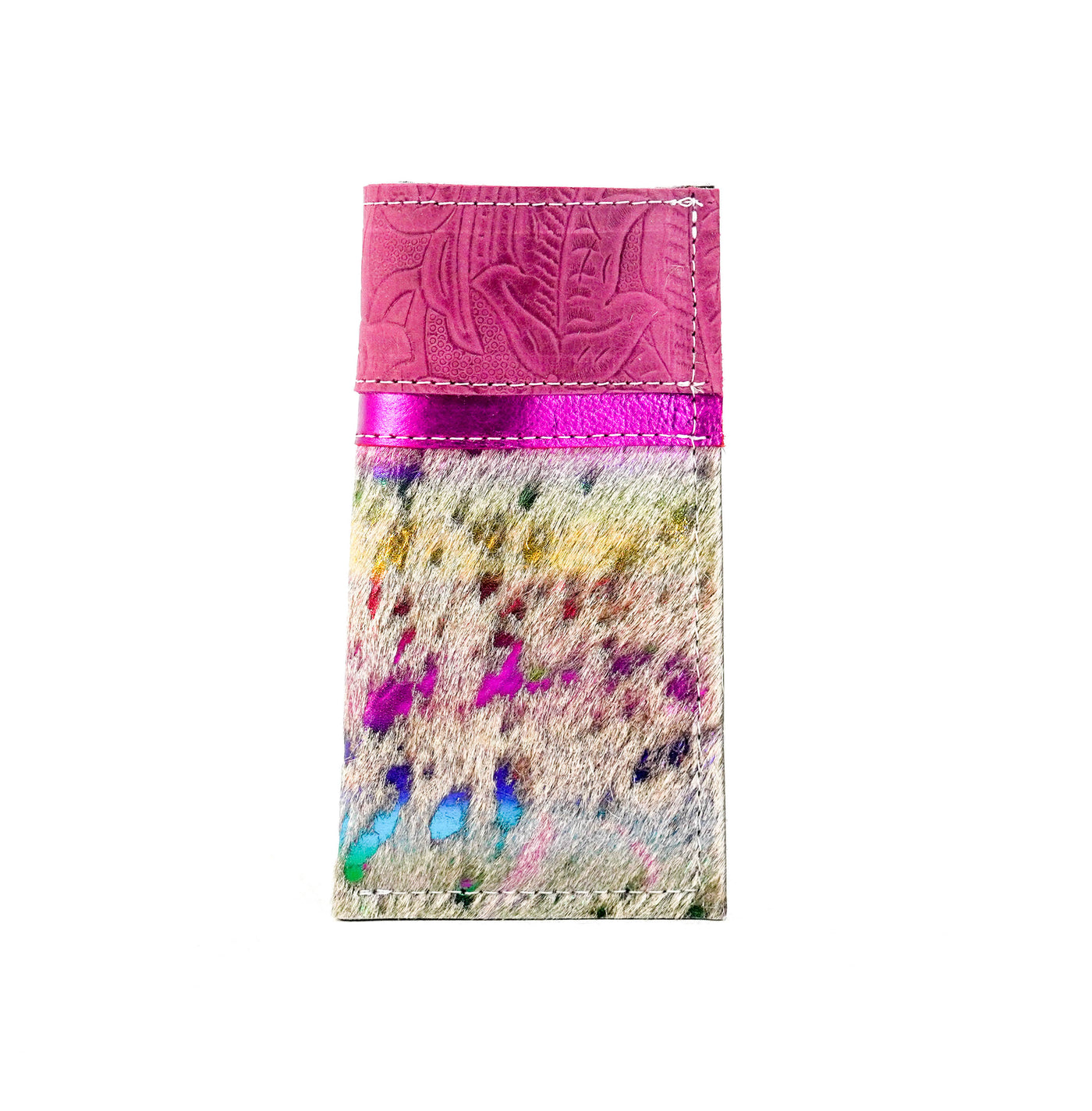 Sunglass Case - Rainbow Acid w/ Plum Denver Tool-Sunglass Case-Western-Cowhide-Bags-Handmade-Products-Gifts-Dancing Cactus Designs
