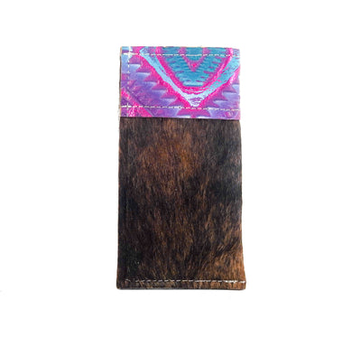 Sunglass Case - Red Brindle w/ Rio Aztec-Sunglass Case-Western-Cowhide-Bags-Handmade-Products-Gifts-Dancing Cactus Designs