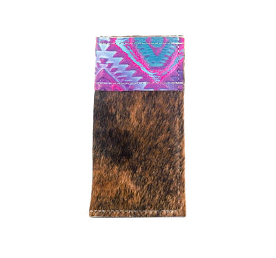 Sunglass Case - Red Brindle w/ Rio Aztec-Sunglass Case-Western-Cowhide-Bags-Handmade-Products-Gifts-Dancing Cactus Designs