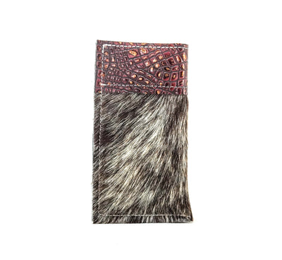 Sunglass Case - Roan w/ Burgundy Croc-Sunglass Case-Western-Cowhide-Bags-Handmade-Products-Gifts-Dancing Cactus Designs