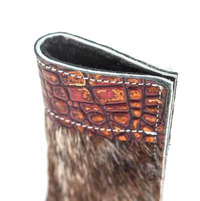 Sunglass Case - Roan w/ Burgundy Croc-Sunglass Case-Western-Cowhide-Bags-Handmade-Products-Gifts-Dancing Cactus Designs