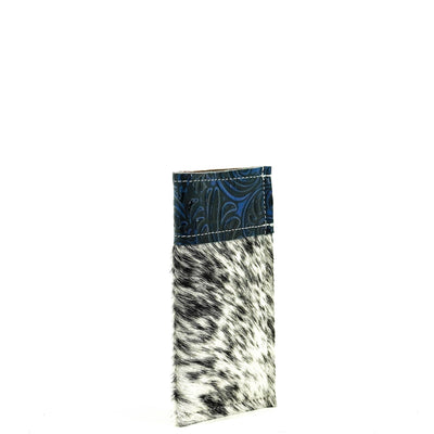 Sunglass Case - Salt & Pepper w/ Midnight Caracole-Sunglass Case-Western-Cowhide-Bags-Handmade-Products-Gifts-Dancing Cactus Designs