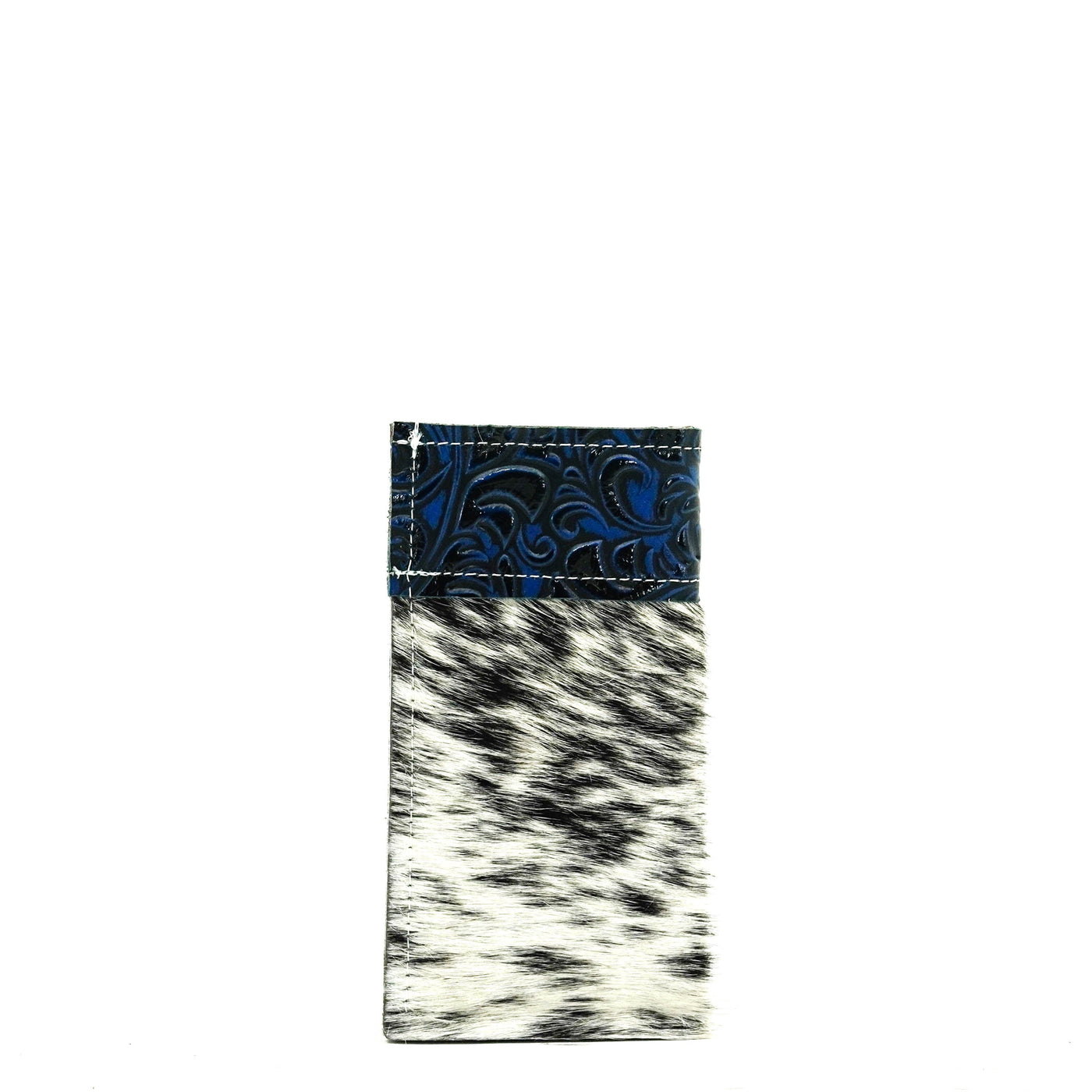 Sunglass Case - Salt & Pepper w/ Midnight Caracole-Sunglass Case-Western-Cowhide-Bags-Handmade-Products-Gifts-Dancing Cactus Designs