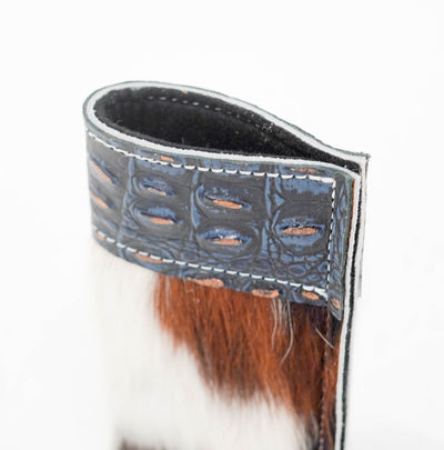 Sunglass Case - Tricolor w/ Midnight Croc-Sunglass Case-Western-Cowhide-Bags-Handmade-Products-Gifts-Dancing Cactus Designs