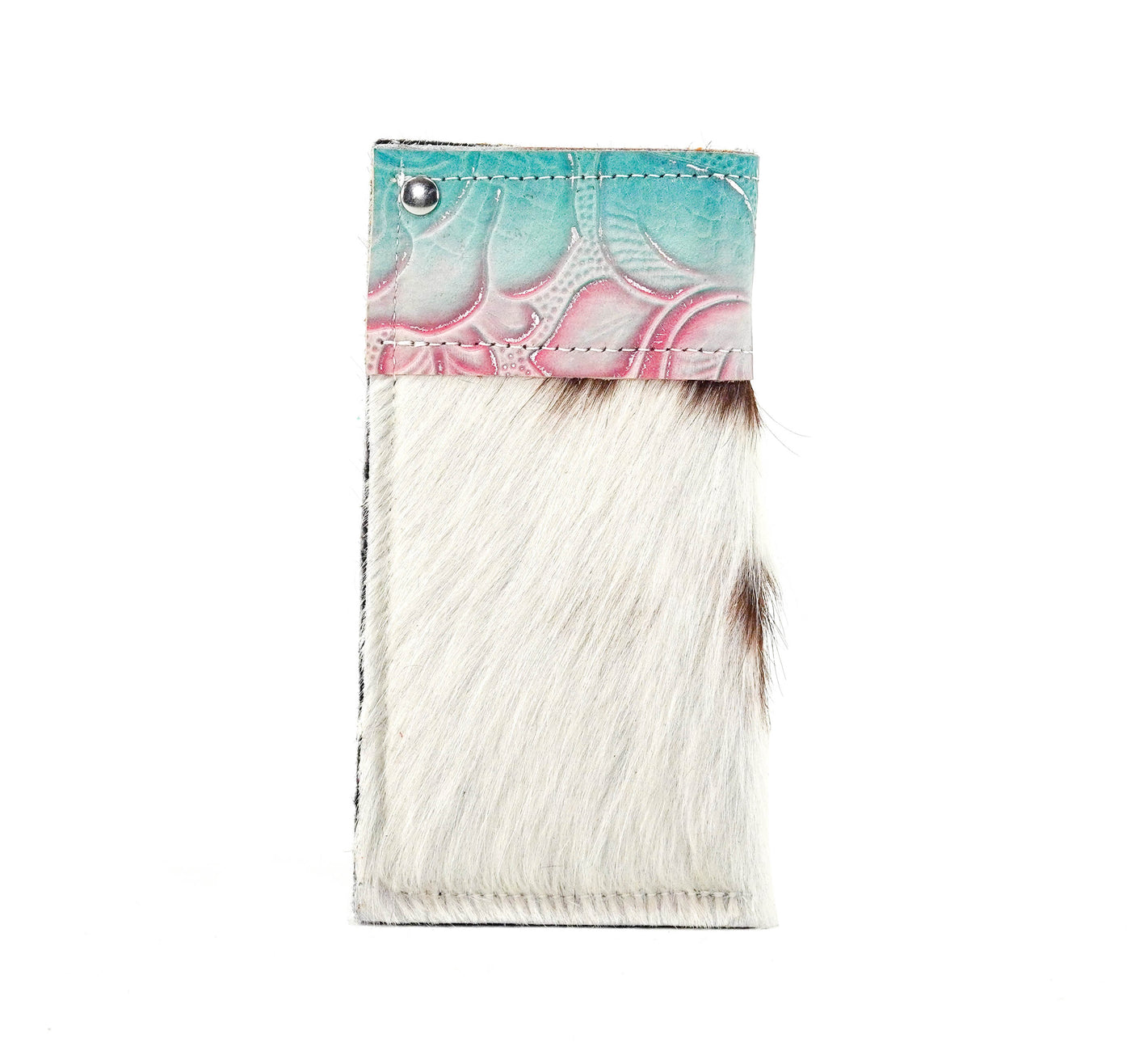 Sunglass Case - Tricolor w/ Tropical Croc/Roses-Sunglass Case-Western-Cowhide-Bags-Handmade-Products-Gifts-Dancing Cactus Designs
