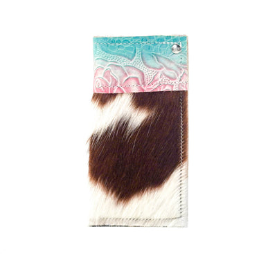Sunglass Case - Tricolor w/ Tropical Croc/Roses-Sunglass Case-Western-Cowhide-Bags-Handmade-Products-Gifts-Dancing Cactus Designs