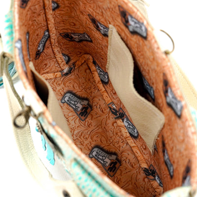 Swift - All Embossed w/ Ivory & Turquoise Croc-Swift-Western-Cowhide-Bags-Handmade-Products-Gifts-Dancing Cactus Designs