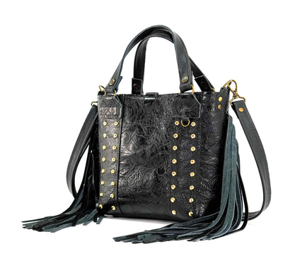 Swift - All Embossed w/ Onyx Roses-Swift-Western-Cowhide-Bags-Handmade-Products-Gifts-Dancing Cactus Designs