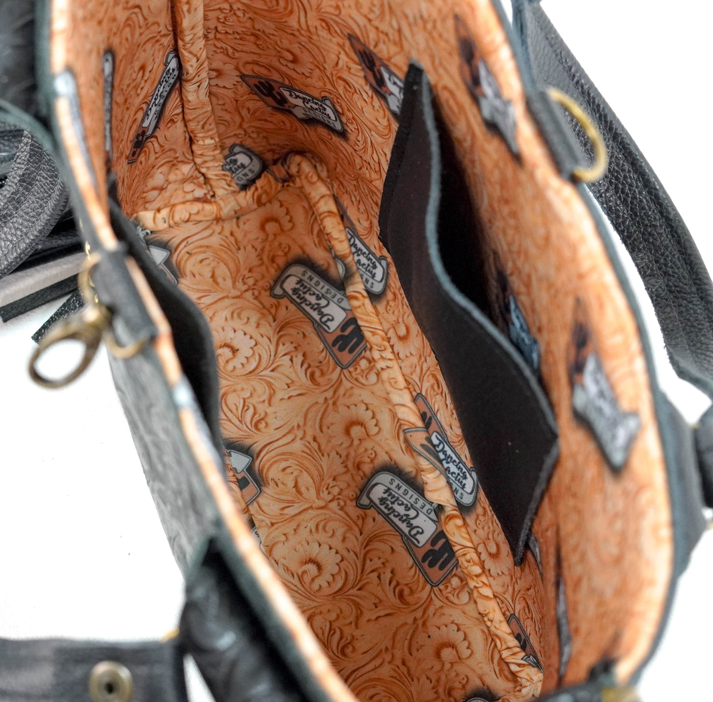 Swift - All Embossed w/ Onyx Roses-Swift-Western-Cowhide-Bags-Handmade-Products-Gifts-Dancing Cactus Designs