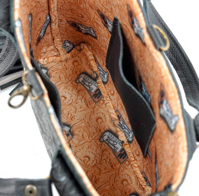 Swift - All Embossed w/ Onyx Roses-Swift-Western-Cowhide-Bags-Handmade-Products-Gifts-Dancing Cactus Designs