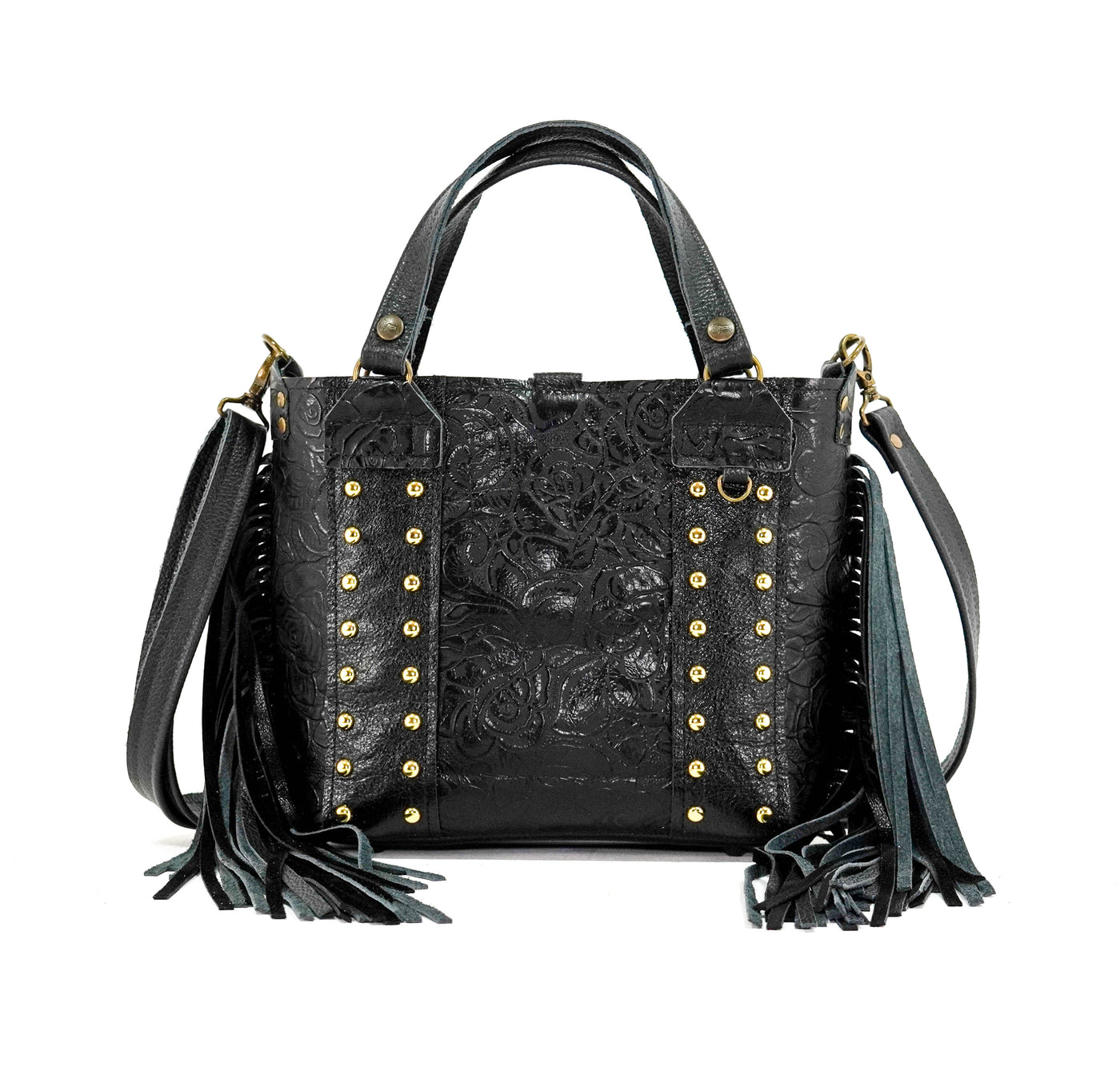 Swift - All Embossed w/ Onyx Roses-Swift-Western-Cowhide-Bags-Handmade-Products-Gifts-Dancing Cactus Designs