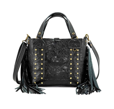 Swift - All Embossed w/ Onyx Roses-Swift-Western-Cowhide-Bags-Handmade-Products-Gifts-Dancing Cactus Designs