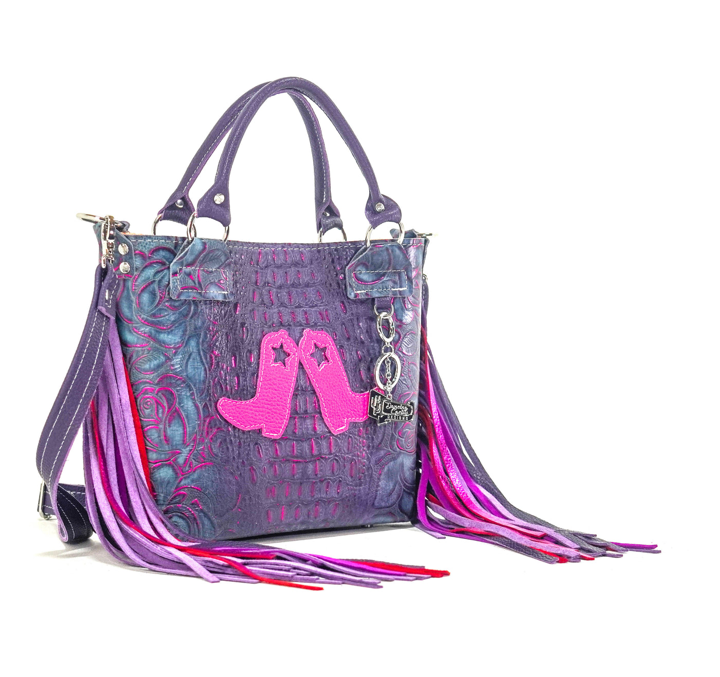 Swift - All Embossed w/ Rio Croc/Roses-Swift-Western-Cowhide-Bags-Handmade-Products-Gifts-Dancing Cactus Designs