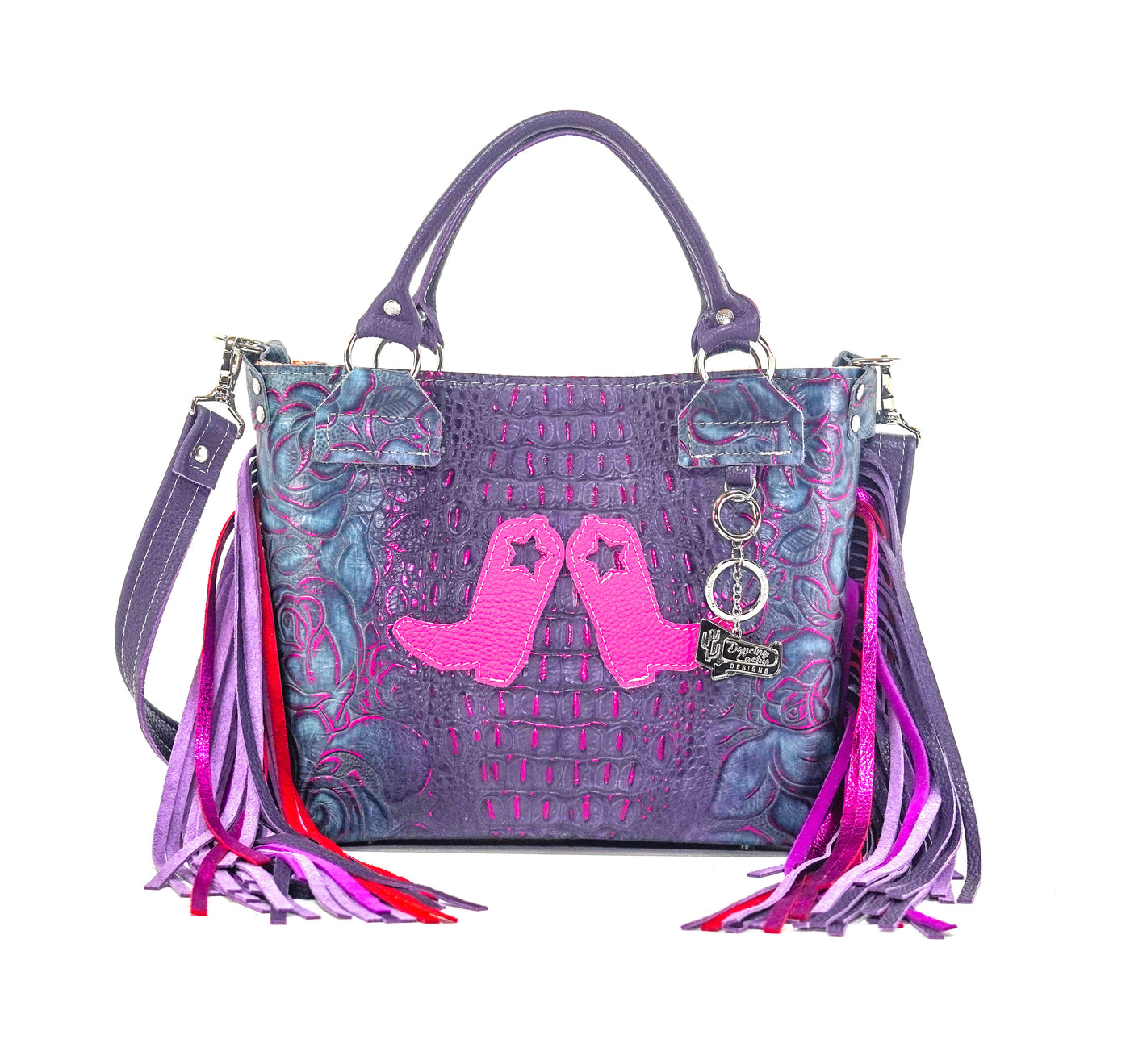 Swift - All Embossed w/ Rio Croc/Roses-Swift-Western-Cowhide-Bags-Handmade-Products-Gifts-Dancing Cactus Designs