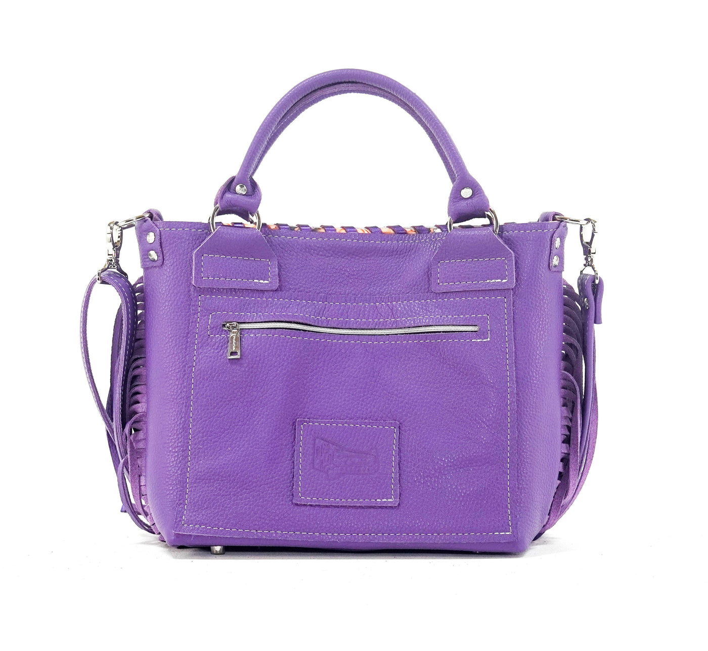 Swift - Black & White w/ Purple Shimmer-Swift-Western-Cowhide-Bags-Handmade-Products-Gifts-Dancing Cactus Designs