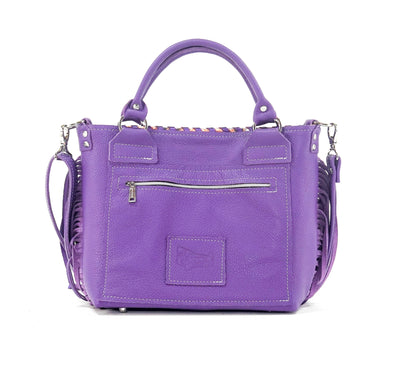 Swift - Black & White w/ Purple Shimmer-Swift-Western-Cowhide-Bags-Handmade-Products-Gifts-Dancing Cactus Designs
