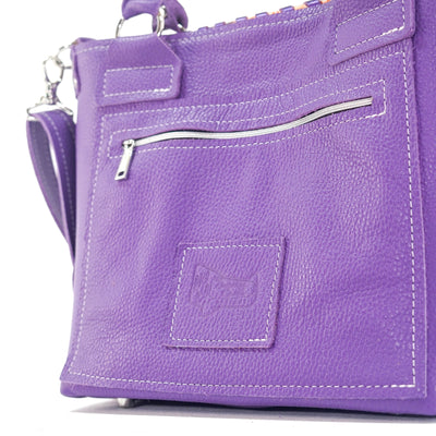 Swift - Black & White w/ Purple Shimmer-Swift-Western-Cowhide-Bags-Handmade-Products-Gifts-Dancing Cactus Designs