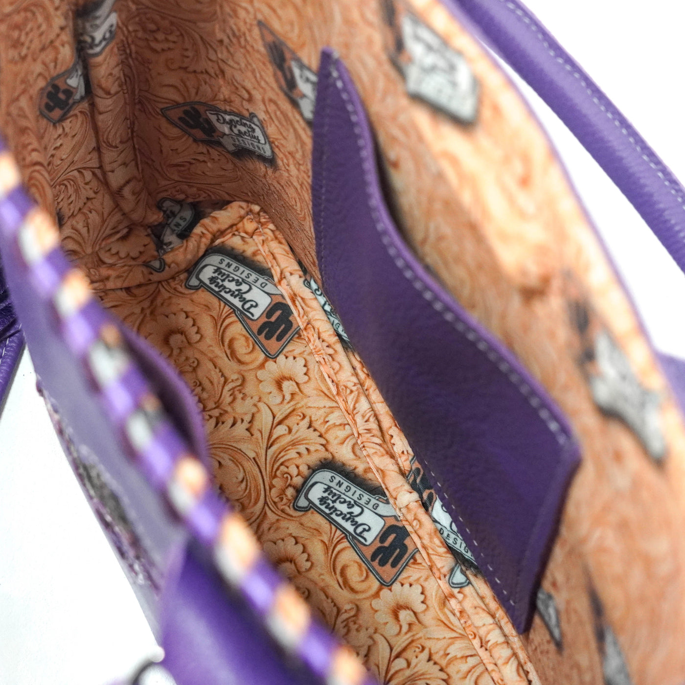 Swift - Black & White w/ Purple Shimmer-Swift-Western-Cowhide-Bags-Handmade-Products-Gifts-Dancing Cactus Designs