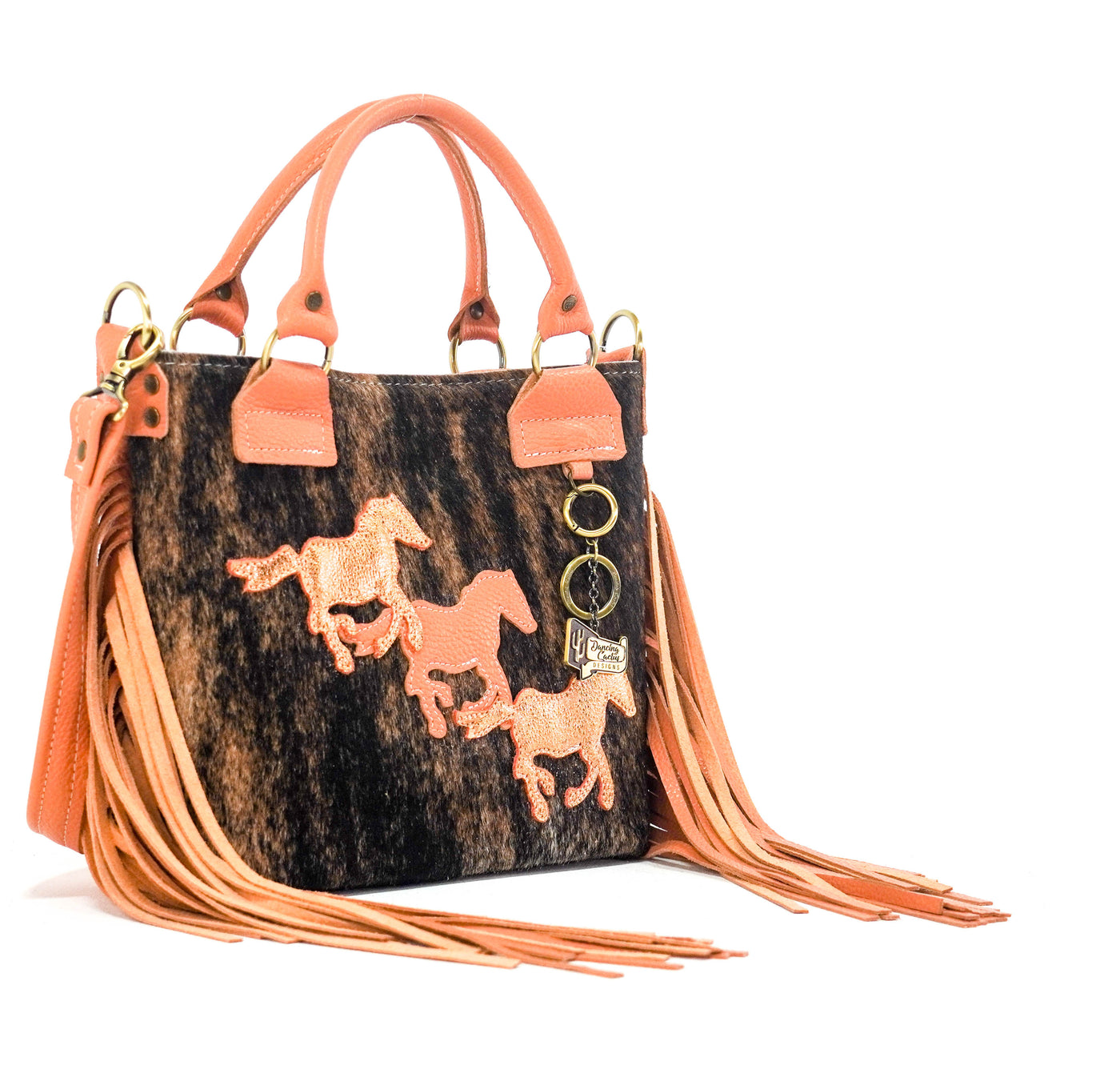 Swift - Brindle w/ Terracotta Leather-Swift-Western-Cowhide-Bags-Handmade-Products-Gifts-Dancing Cactus Designs