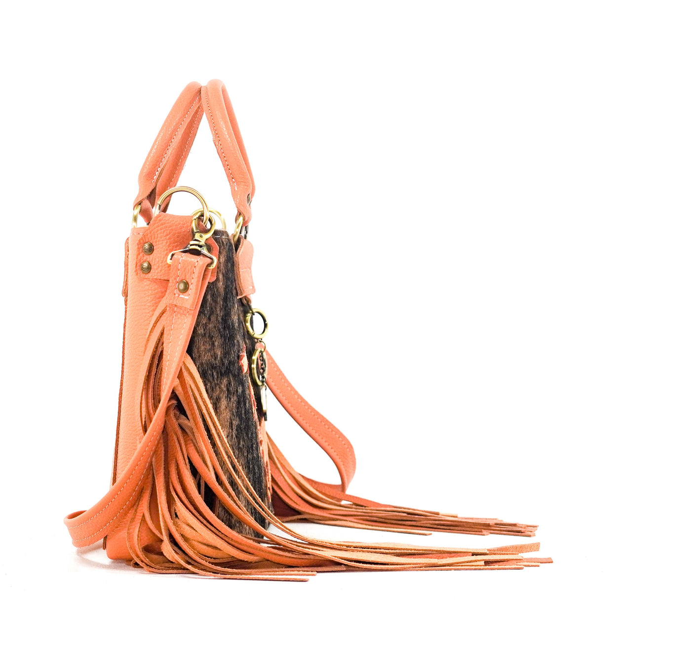 Swift - Brindle w/ Terracotta Leather-Swift-Western-Cowhide-Bags-Handmade-Products-Gifts-Dancing Cactus Designs