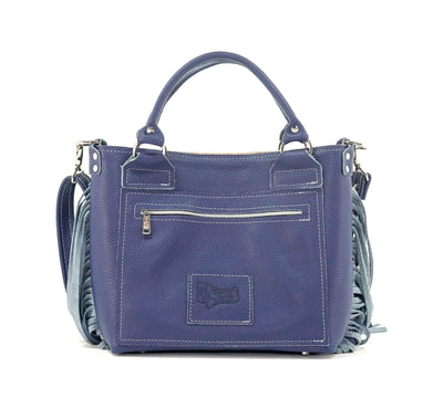 Swift - Chocolate & White w/ Navy Leather-Swift-Western-Cowhide-Bags-Handmade-Products-Gifts-Dancing Cactus Designs