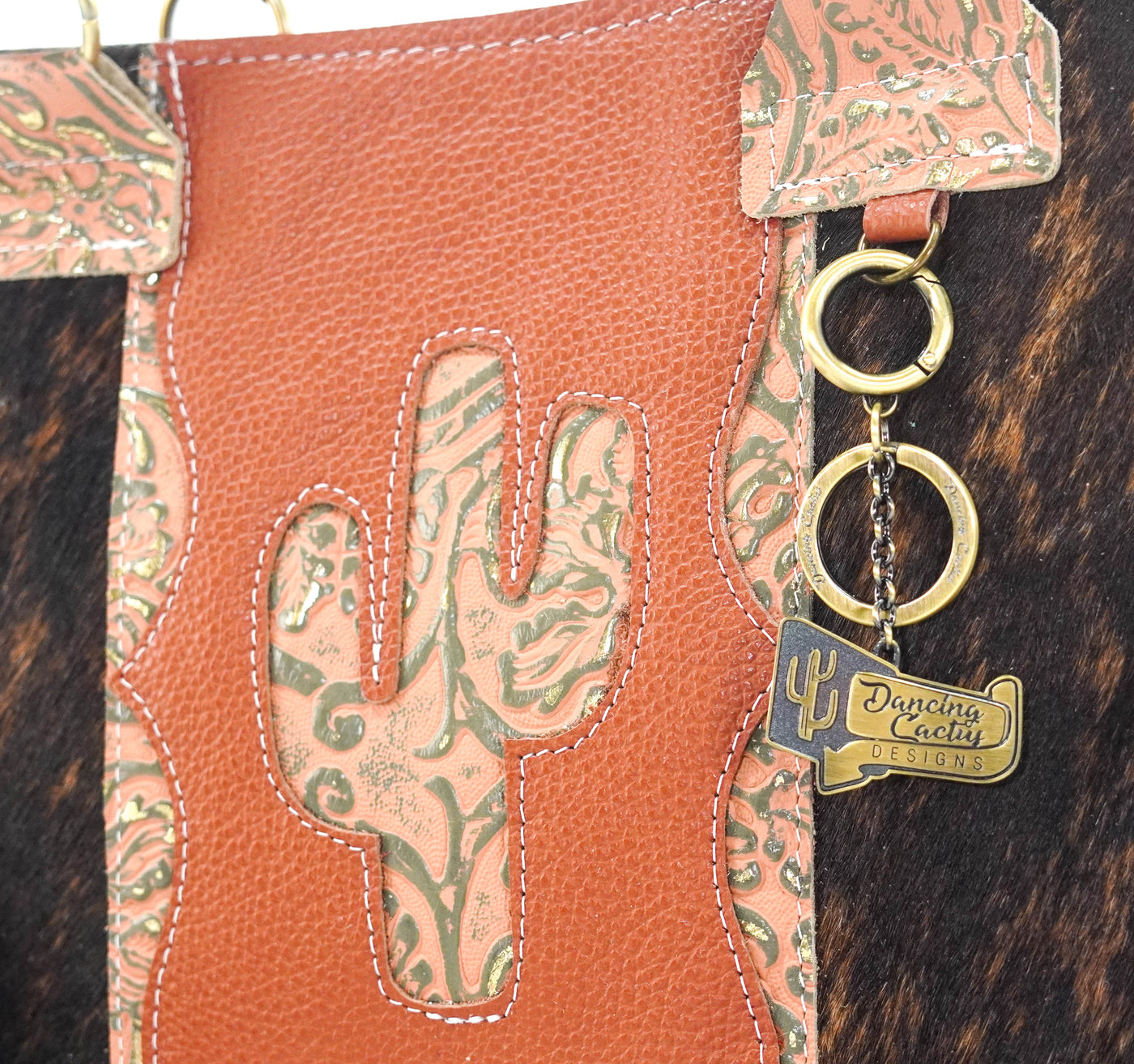Swift - Dark Brindle w/ Grapefruit Tool-Swift-Western-Cowhide-Bags-Handmade-Products-Gifts-Dancing Cactus Designs