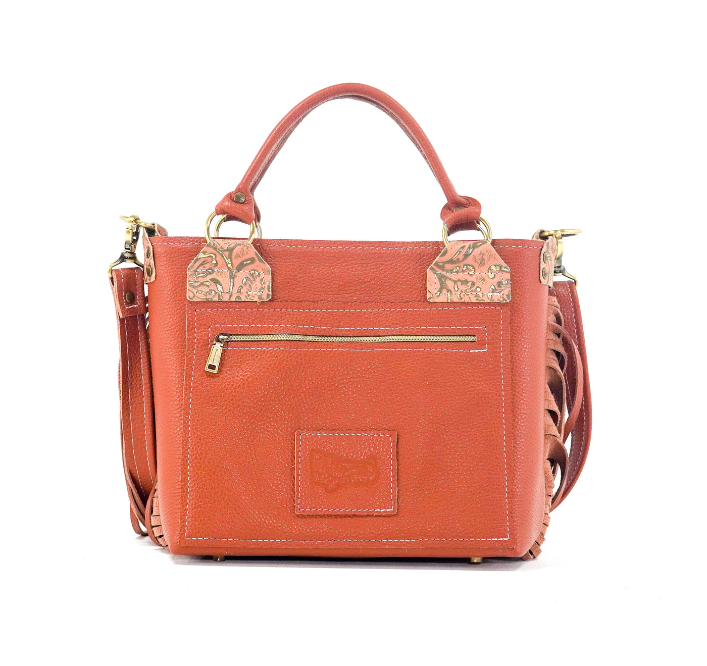 Swift - Dark Brindle w/ Grapefruit Tool-Swift-Western-Cowhide-Bags-Handmade-Products-Gifts-Dancing Cactus Designs