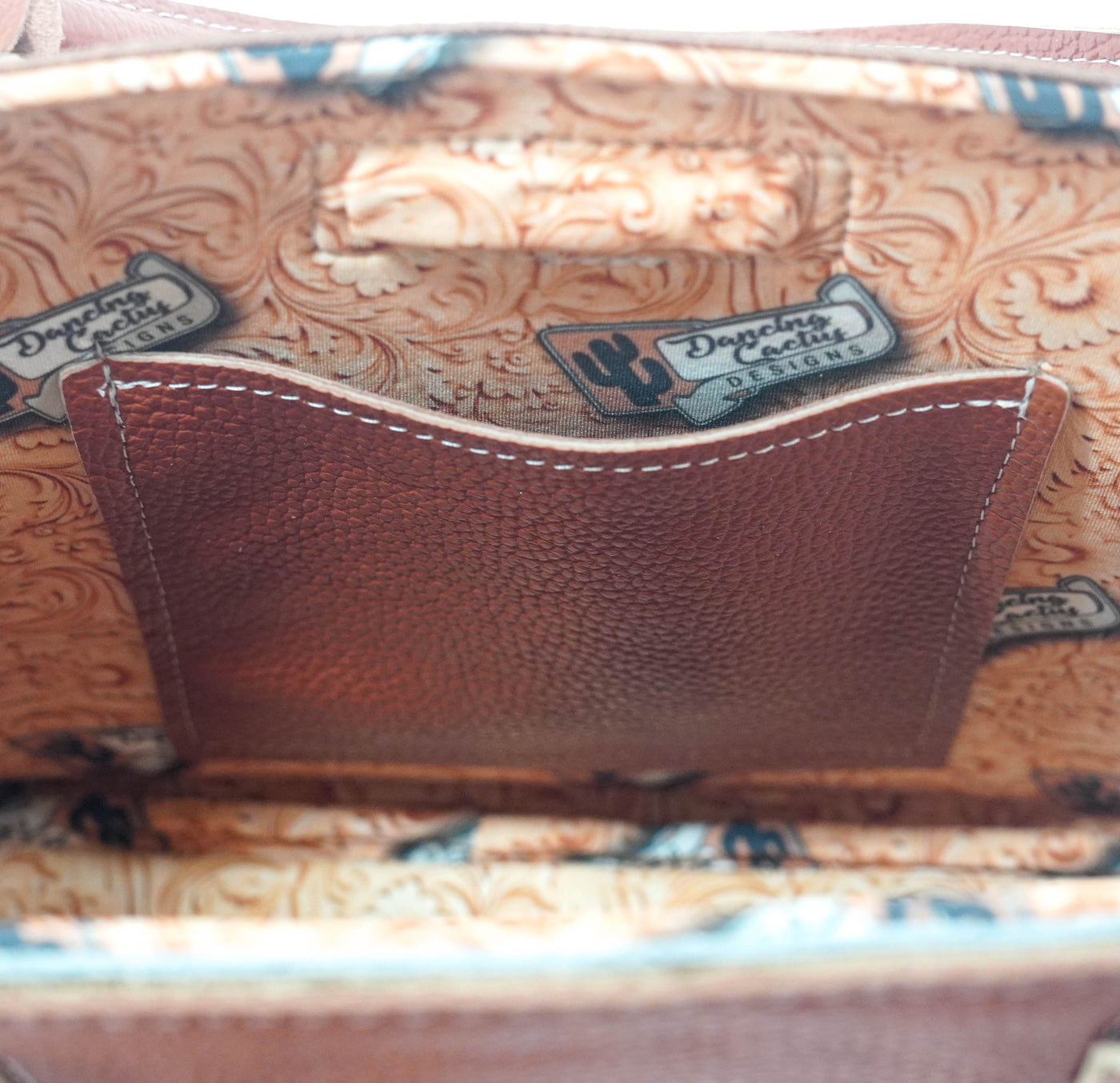 Swift - Dark Brindle w/ Grapefruit Tool-Swift-Western-Cowhide-Bags-Handmade-Products-Gifts-Dancing Cactus Designs