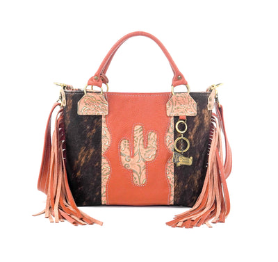 Swift - Dark Brindle w/ Grapefruit Tool-Swift-Western-Cowhide-Bags-Handmade-Products-Gifts-Dancing Cactus Designs