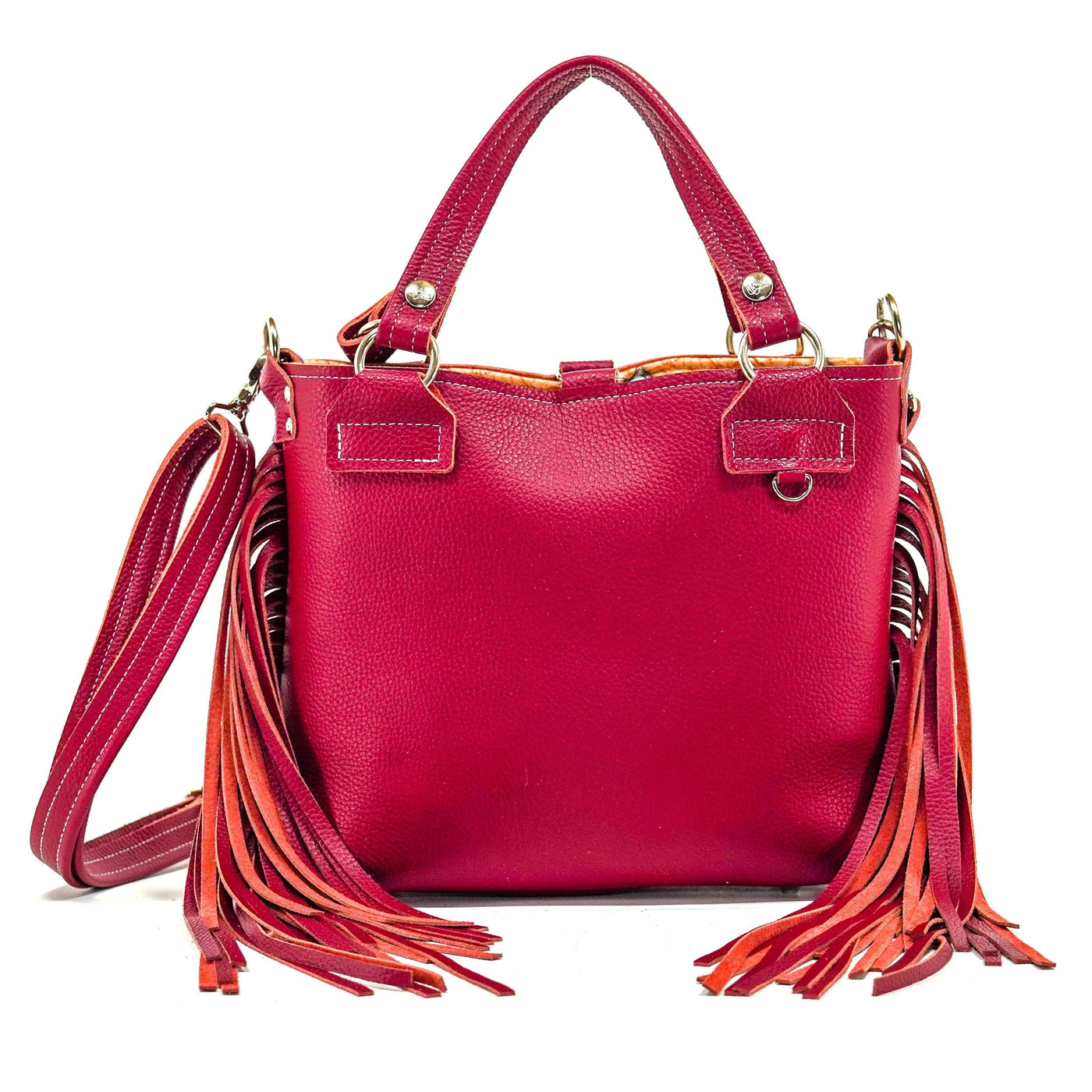 Swift - Red Leather-Swift-Western-Cowhide-Bags-Handmade-Products-Gifts-Dancing Cactus Designs