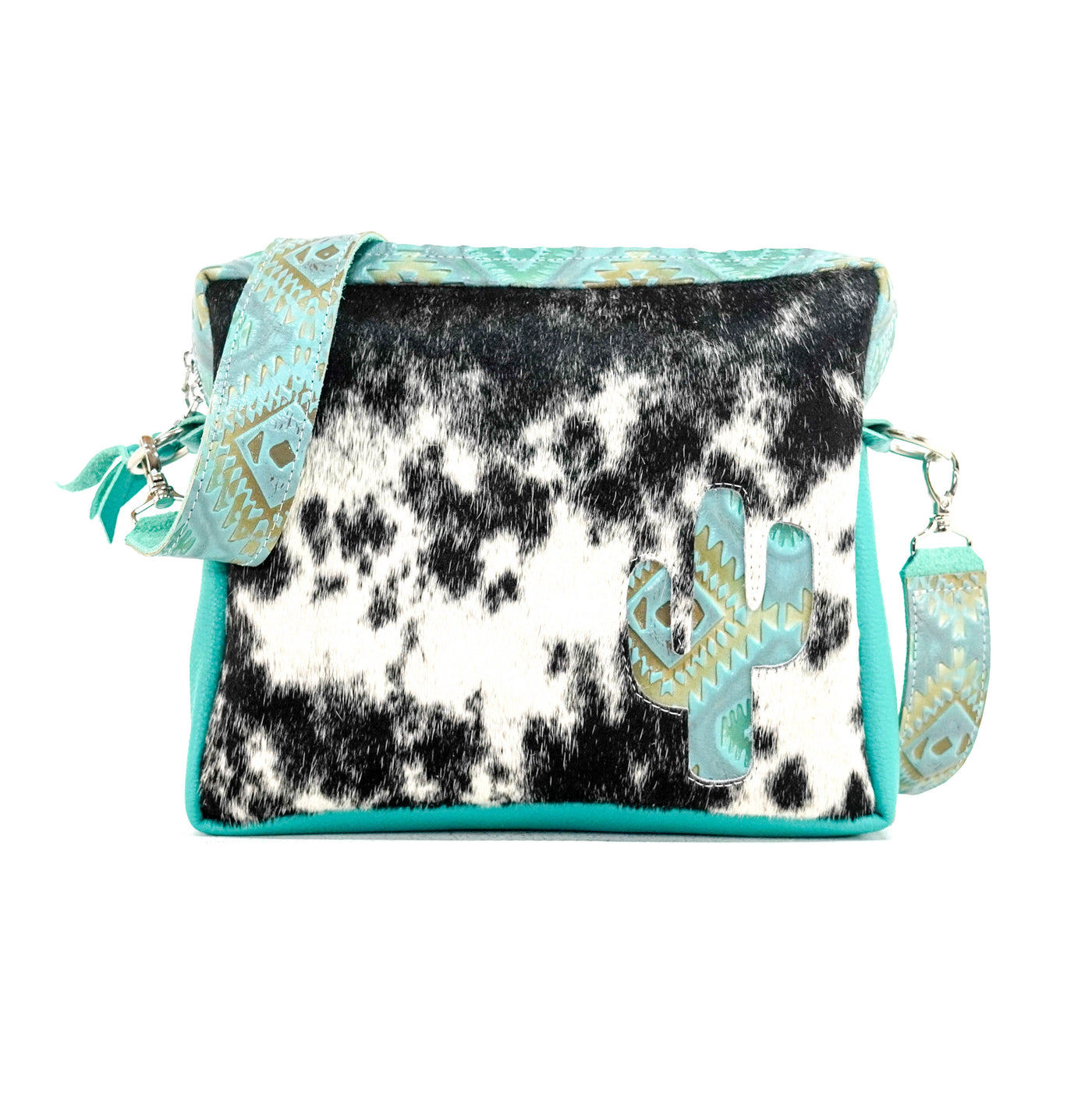 The Pony Express - Black & White w/ Canyon Aztec-The Pony Express-Western-Cowhide-Bags-Handmade-Products-Gifts-Dancing Cactus Designs