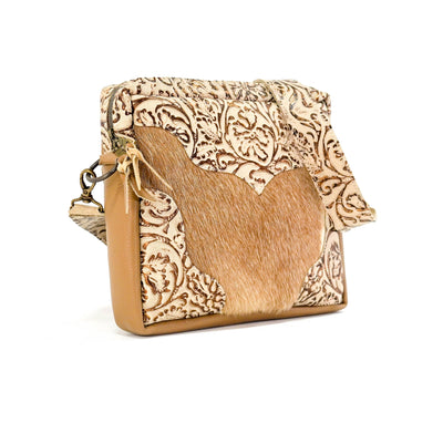 The Pony Express - Brindle w/ Gold Ivory Tool-The Pony Express-Western-Cowhide-Bags-Handmade-Products-Gifts-Dancing Cactus Designs