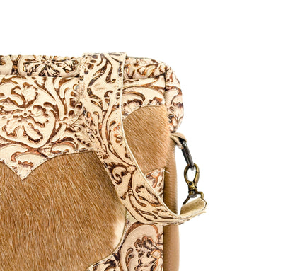 The Pony Express - Brindle w/ Gold Ivory Tool-The Pony Express-Western-Cowhide-Bags-Handmade-Products-Gifts-Dancing Cactus Designs