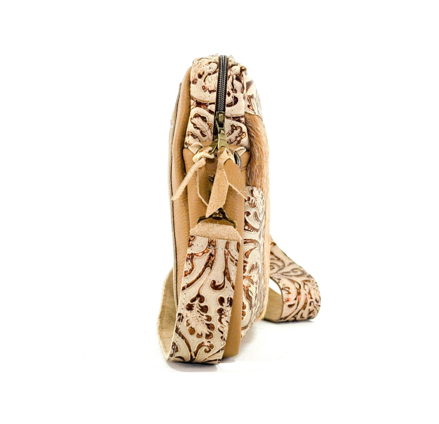 The Pony Express - Brindle w/ Gold Ivory Tool-The Pony Express-Western-Cowhide-Bags-Handmade-Products-Gifts-Dancing Cactus Designs