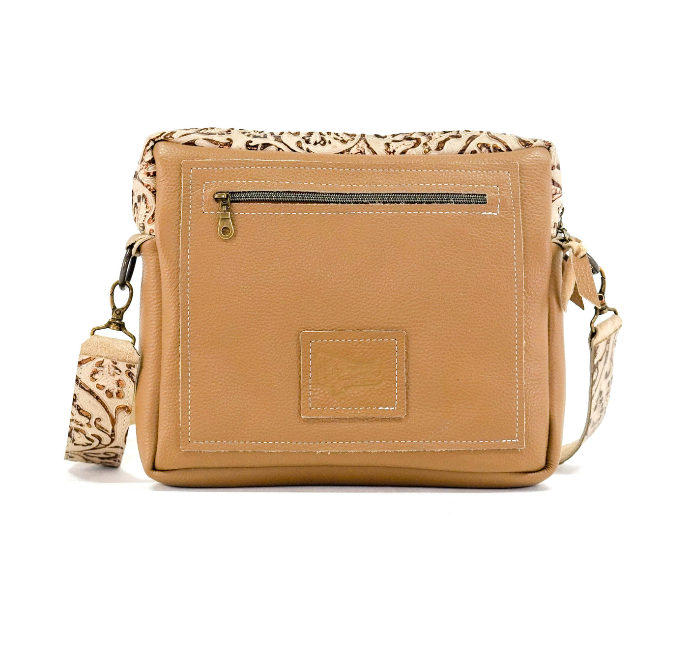 The Pony Express - Brindle w/ Gold Ivory Tool-The Pony Express-Western-Cowhide-Bags-Handmade-Products-Gifts-Dancing Cactus Designs