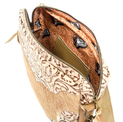 The Pony Express - Brindle w/ Gold Ivory Tool-The Pony Express-Western-Cowhide-Bags-Handmade-Products-Gifts-Dancing Cactus Designs