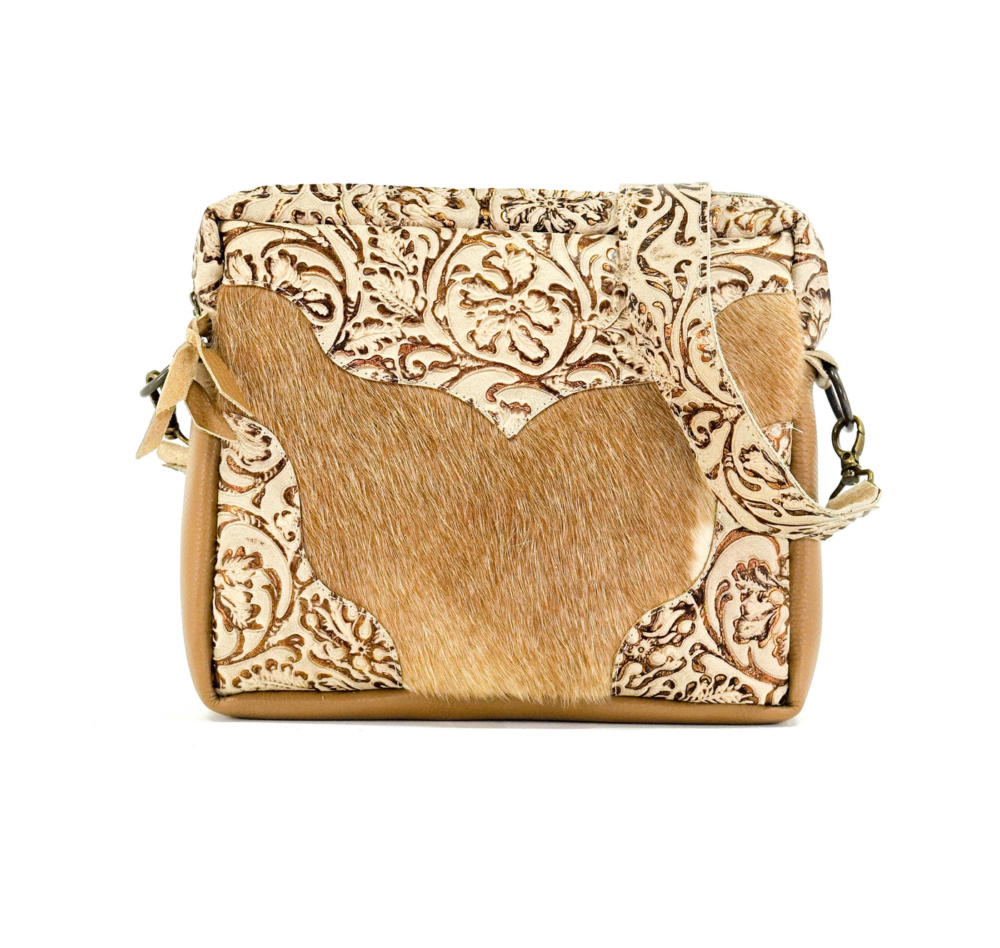The Pony Express - Brindle w/ Gold Ivory Tool-The Pony Express-Western-Cowhide-Bags-Handmade-Products-Gifts-Dancing Cactus Designs