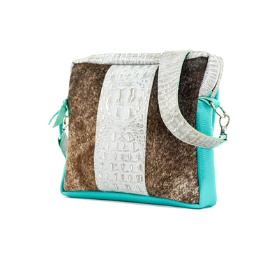 The Pony Express - Brindle w/ Sterling Croc-The Pony Express-Western-Cowhide-Bags-Handmade-Products-Gifts-Dancing Cactus Designs