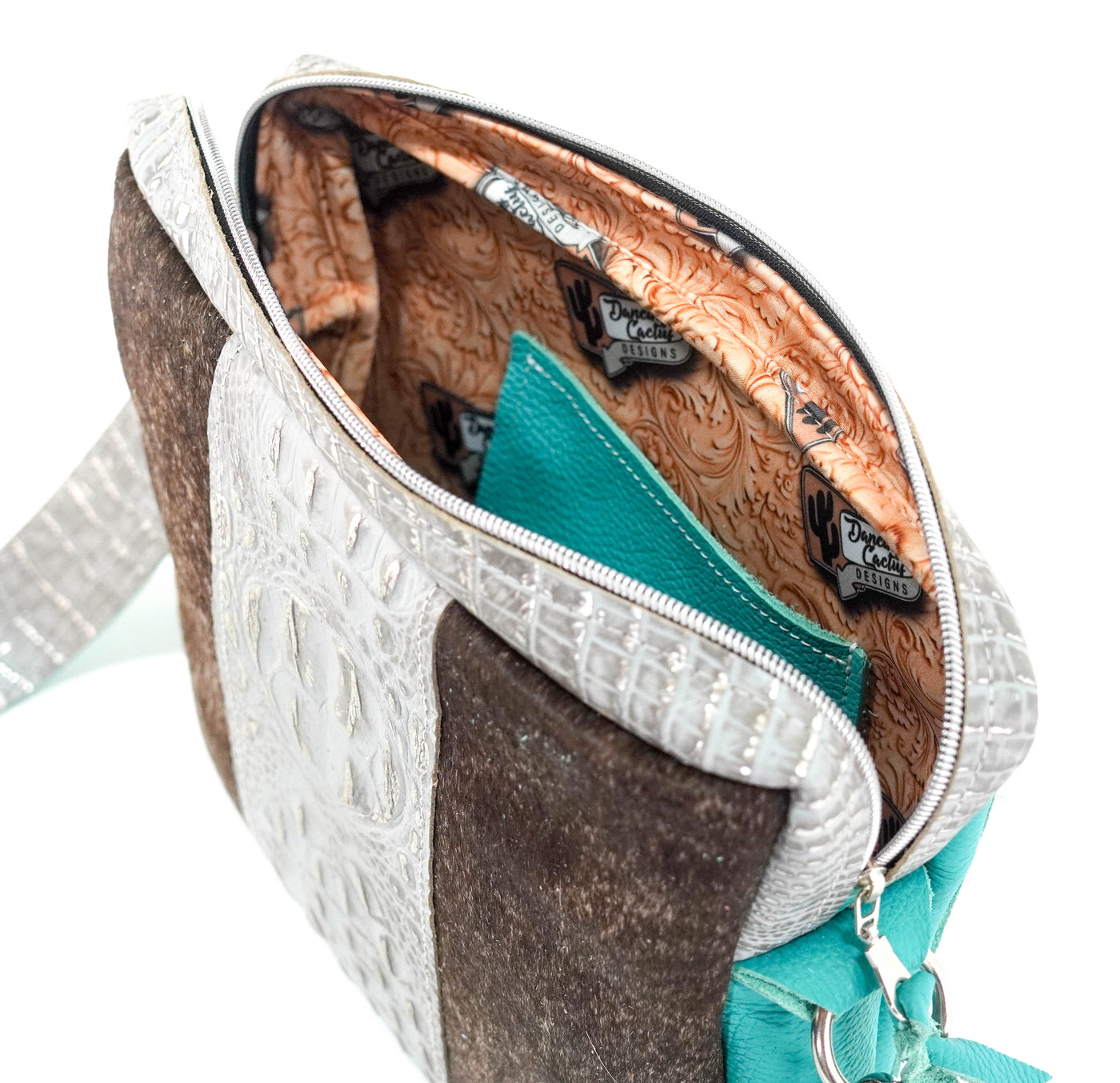 The Pony Express - Brindle w/ Sterling Croc-The Pony Express-Western-Cowhide-Bags-Handmade-Products-Gifts-Dancing Cactus Designs