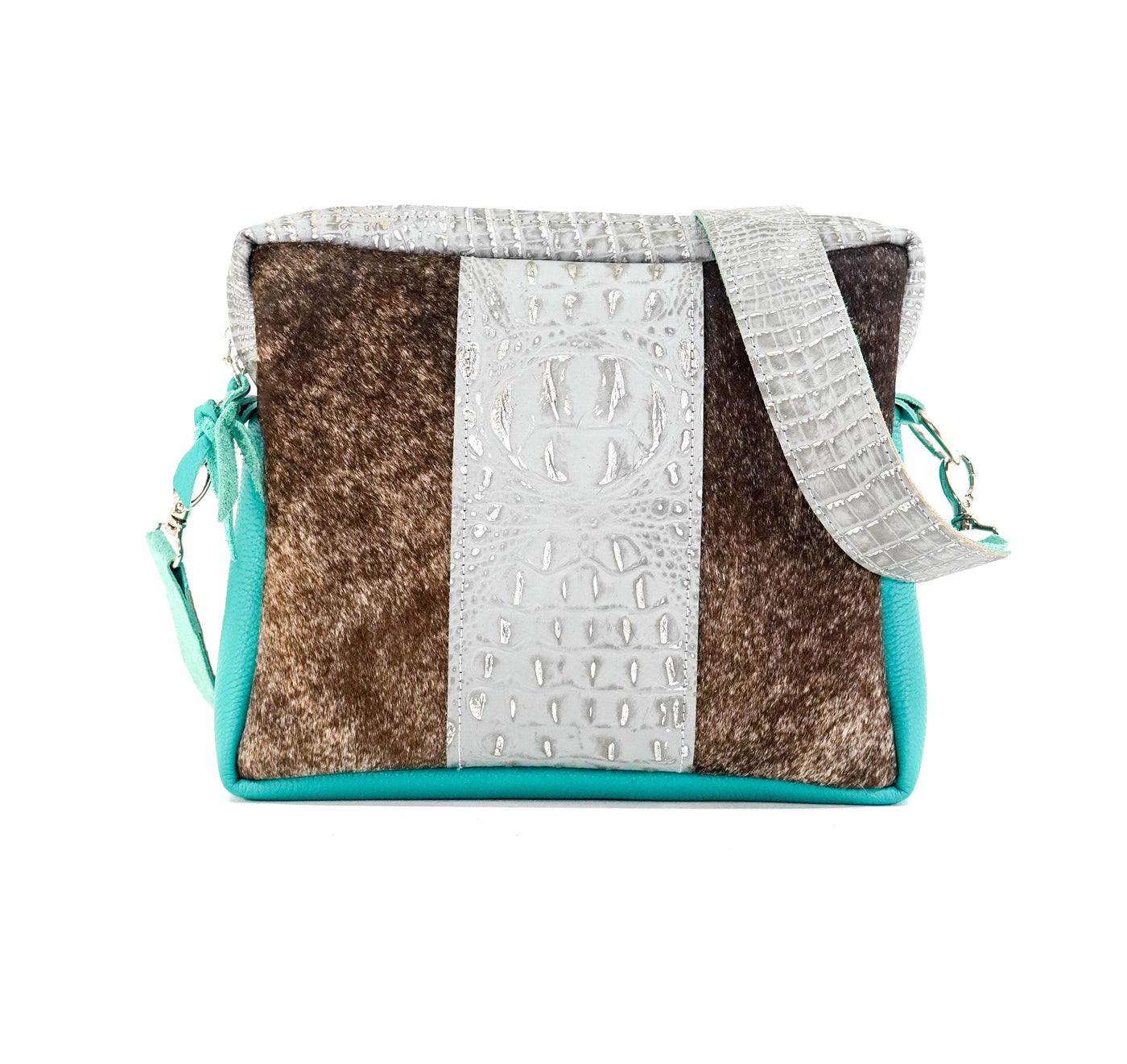 The Pony Express - Brindle w/ Sterling Croc-The Pony Express-Western-Cowhide-Bags-Handmade-Products-Gifts-Dancing Cactus Designs