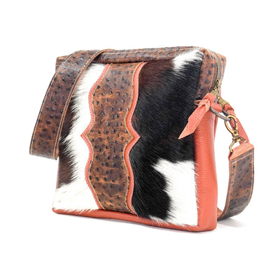 The Pony Express - Tricolor w/ Saddle Ostrich-The Pony Express-Western-Cowhide-Bags-Handmade-Products-Gifts-Dancing Cactus Designs