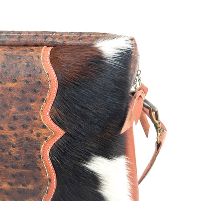 The Pony Express - Tricolor w/ Saddle Ostrich-The Pony Express-Western-Cowhide-Bags-Handmade-Products-Gifts-Dancing Cactus Designs